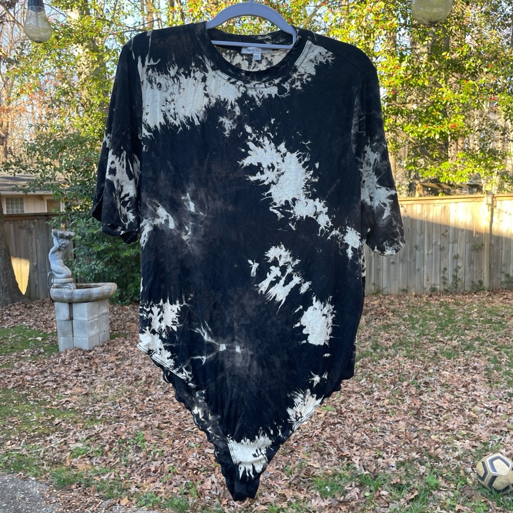 Black and White Tie-Dye T-Shirt Body Suit 2XL